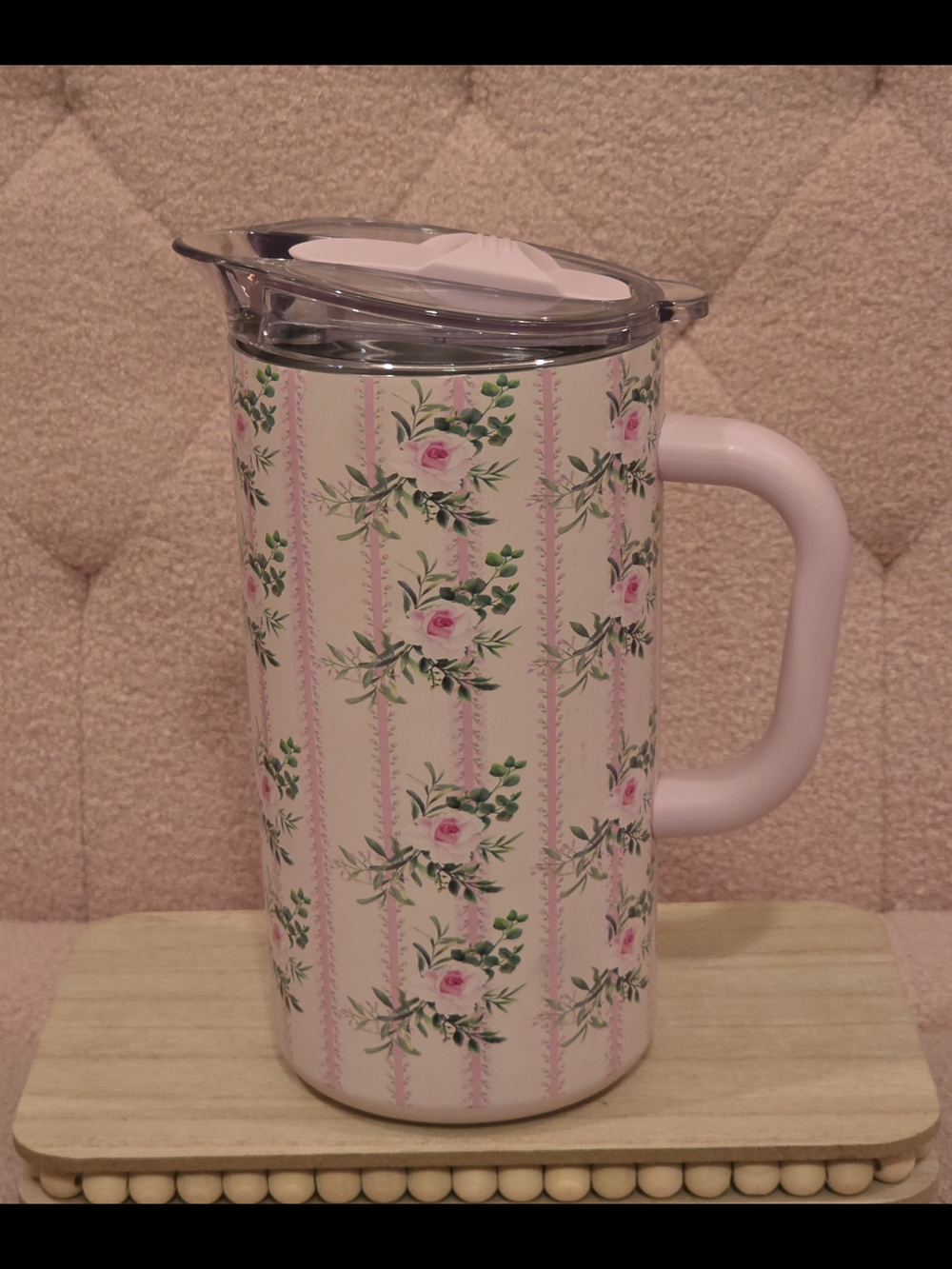 Pink Floral Insulated Pitcher with Lid
